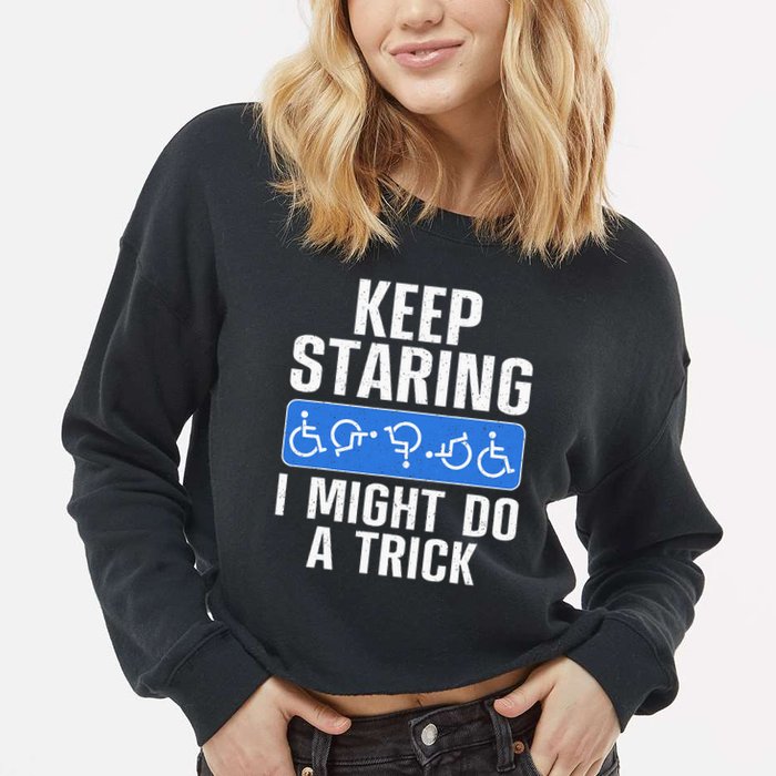 Cool Wheelchair Bound Art Cripple Handicapped Cropped Pullover Crew