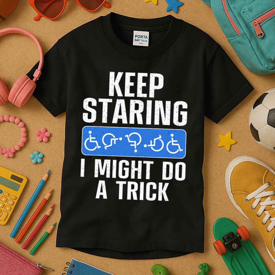 Cool Wheelchair Bound Art Cripple Handicapped Kids T-Shirt