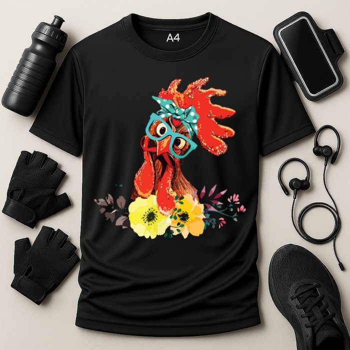 Chicken With Bandana Headband And Glasses Cute Cooling Performance Crew T-Shirt