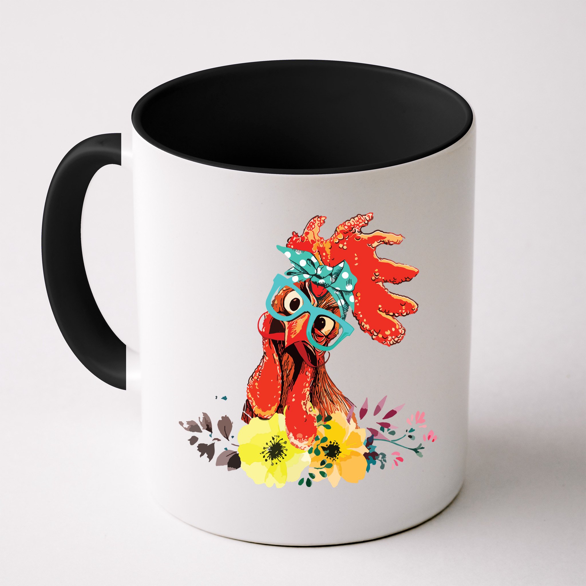 Chicken With Bandana Headband And Glasses Cute Mug