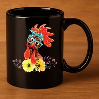 Chicken With Bandana Headband And Glasses Cute 11oz C Handle Ceramic Mug