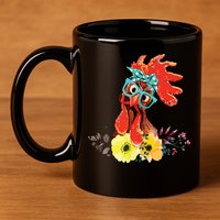 Chicken With Bandana Headband And Glasses Cute 11oz C Handle Ceramic Mug