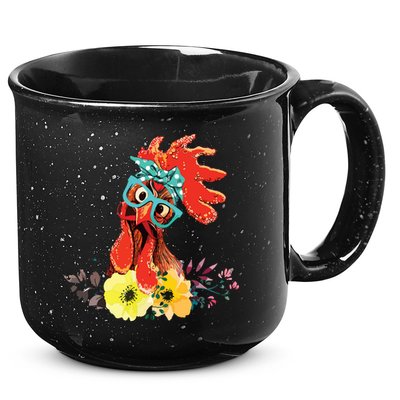 Chicken With Bandana Headband And Glasses Cute 15oz Campfire Ceramic Mug