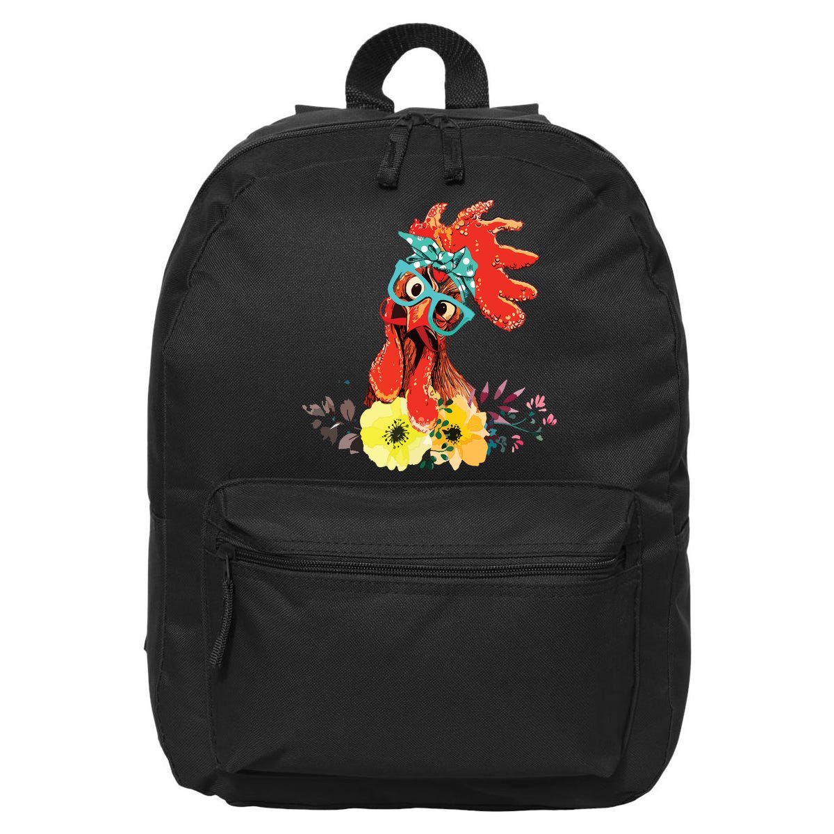 Chicken With Bandana Headband And Glasses Cute 16 in Basic Backpack