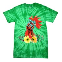 Chicken With Bandana Headband And Glasses Cute Tie-Dye T-Shirt