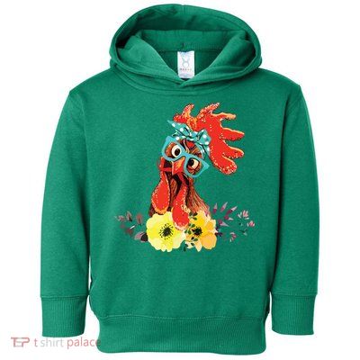 Chicken With Bandana Headband And Glasses Cute Toddler Hoodie