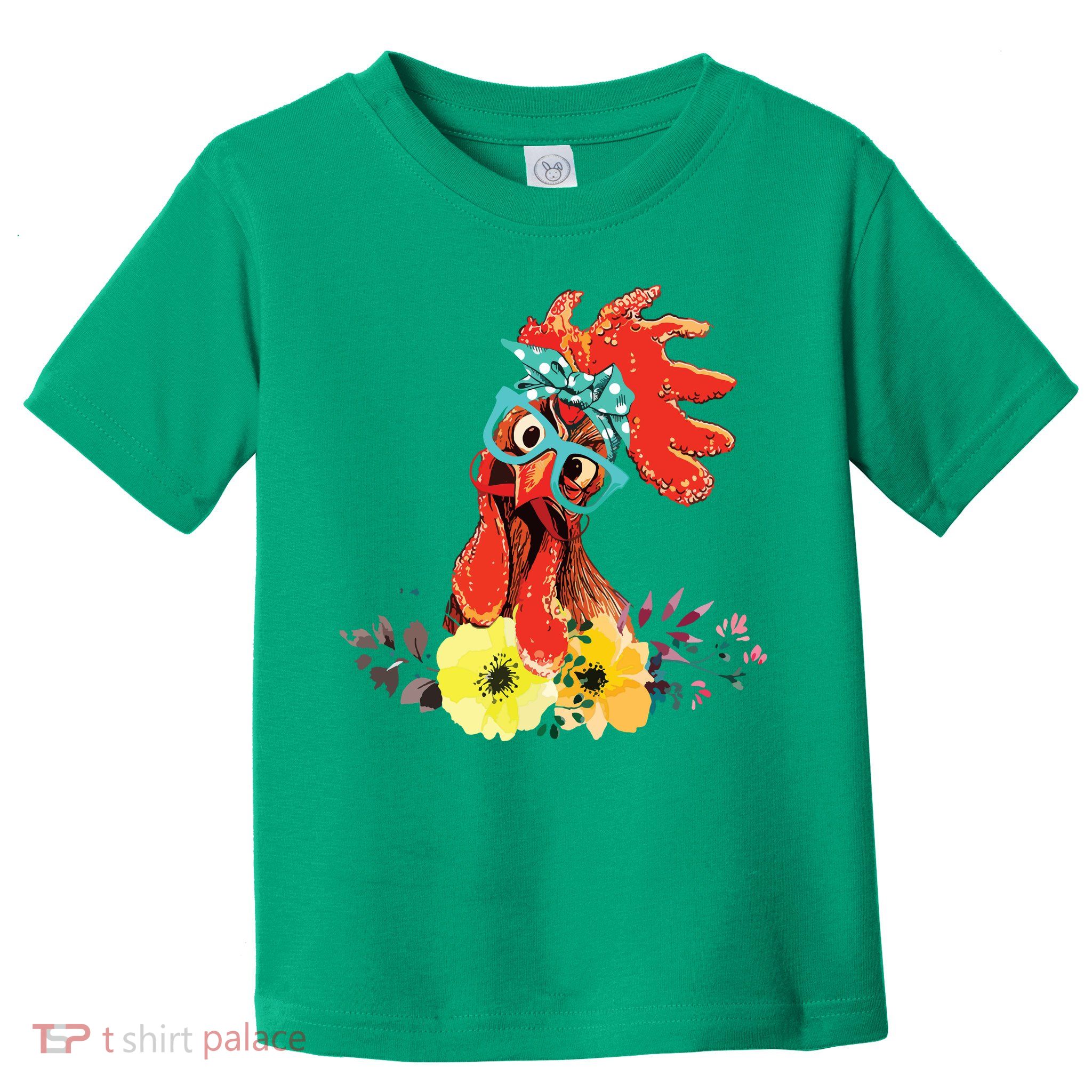 Chicken With Bandana Headband And Glasses Cute Toddler T-Shirt