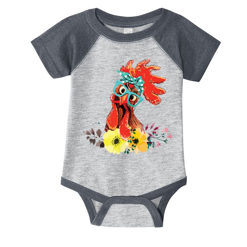 Chicken With Bandana Headband And Glasses Cute Infant Baby Jersey Bodysuit