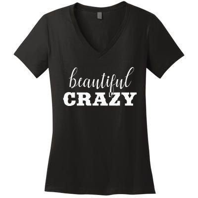 Crazy Women Beautiful Country Music Girl Design Idea Women's V-Neck T-Shirt