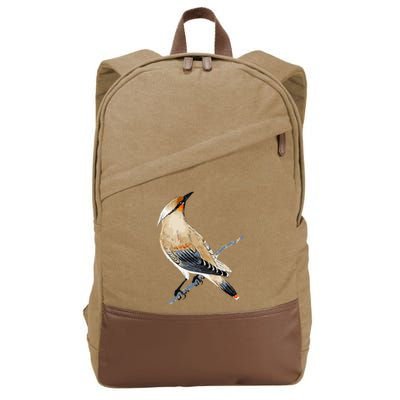 Cedar Waxwing Bird Ornithology Beautiful Songbird Cotton Canvas Backpack