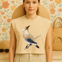 Cedar Waxwing Bird Ornithology Beautiful Songbird Garment-Dyed Women's Muscle Tee