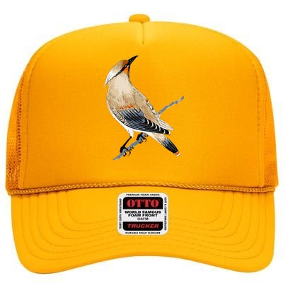 Cedar Waxwing Bird Ornithology Beautiful Songbird High Crown Mesh Back Trucker Hat