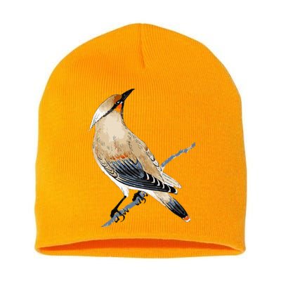 Cedar Waxwing Bird Ornithology Beautiful Songbird Short Acrylic Beanie