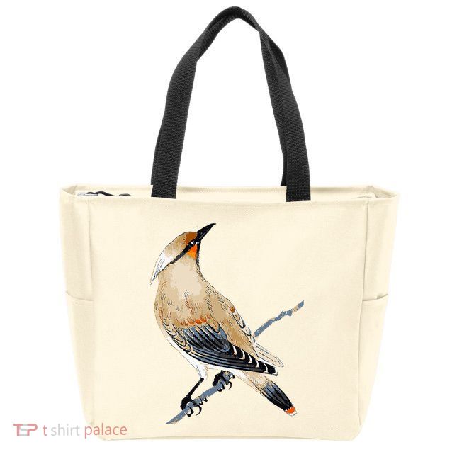 Cedar Waxwing Bird Ornithology Beautiful Songbird Zip Tote Bag