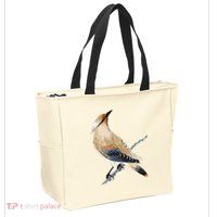 Cedar Waxwing Bird Ornithology Beautiful Songbird Zip Tote Bag