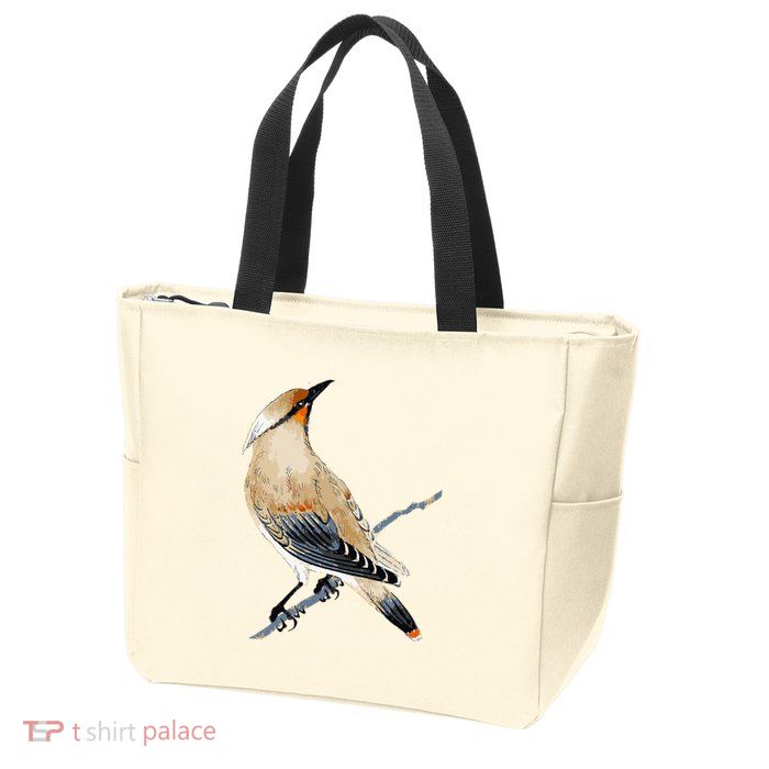 Cedar Waxwing Bird Ornithology Beautiful Songbird Zip Tote Bag