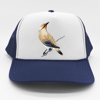 Cedar Waxwing Bird Ornithology Beautiful Songbird Trucker Hat