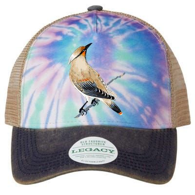 Cedar Waxwing Bird Ornithology Beautiful Songbird Legacy Tie Dye Trucker Hat