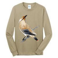 Cedar Waxwing Bird Ornithology Beautiful Songbird Tall Long Sleeve T-Shirt