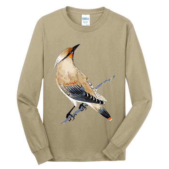 Cedar Waxwing Bird Ornithology Beautiful Songbird Tall Long Sleeve T-Shirt