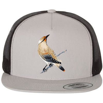 Cedar Waxwing Bird Ornithology Beautiful Songbird Flat Bill Trucker Hat