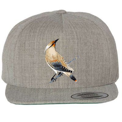 Cedar Waxwing Bird Ornithology Beautiful Songbird Wool Snapback Cap