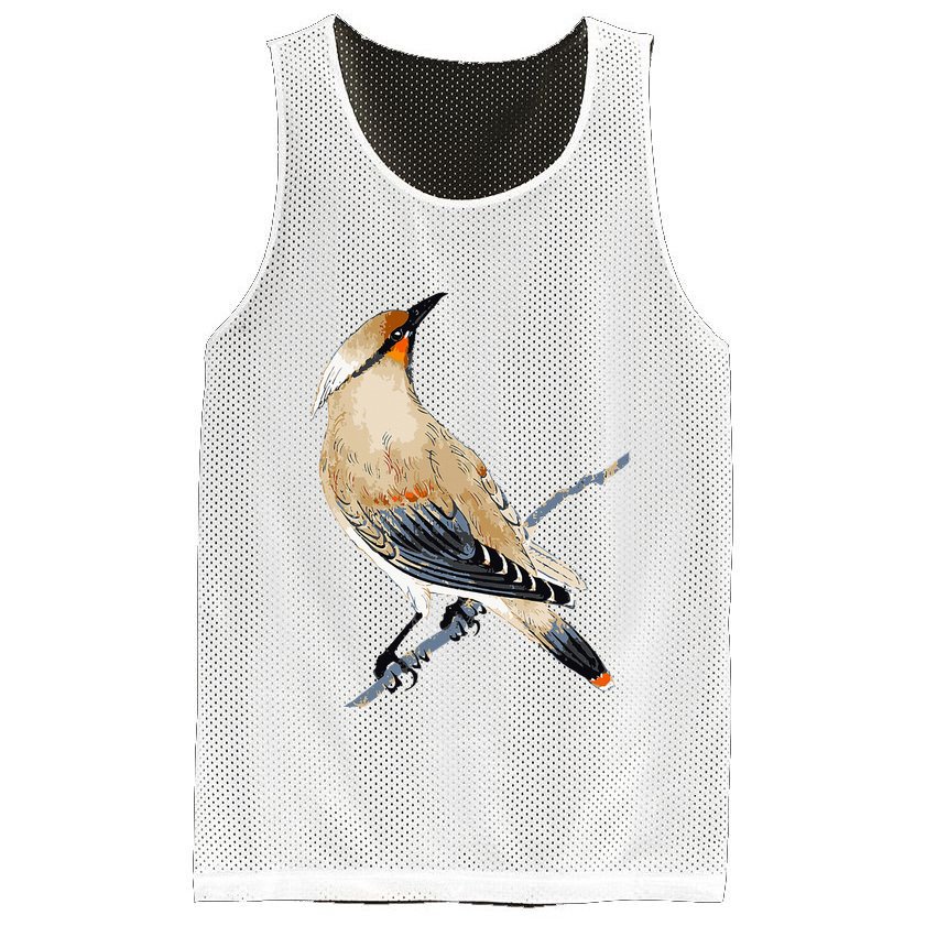 Cedar Waxwing Bird Ornithology Beautiful Songbird Mesh Reversible Basketball Jersey Tank