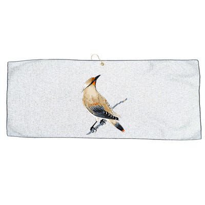 Cedar Waxwing Bird Ornithology Beautiful Songbird Large Microfiber Waffle Golf Towel