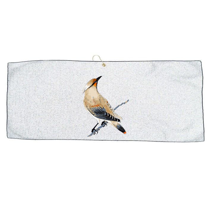 Cedar Waxwing Bird Ornithology Beautiful Songbird Large Microfiber Waffle Golf Towel