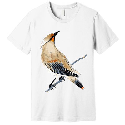 Cedar Waxwing Bird Ornithology Beautiful Songbird Premium T-Shirt