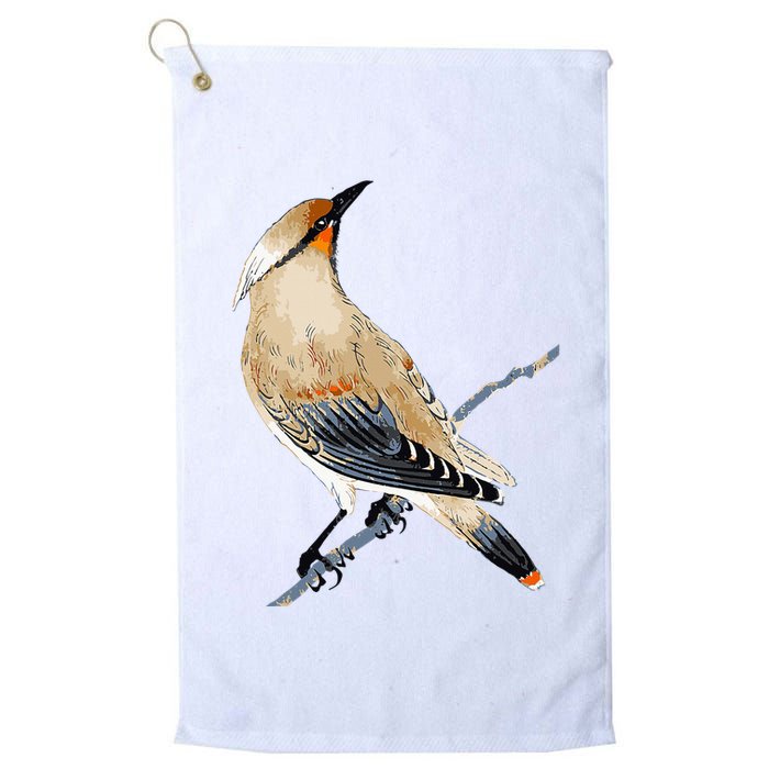 Cedar Waxwing Bird Ornithology Beautiful Songbird Golf Towel