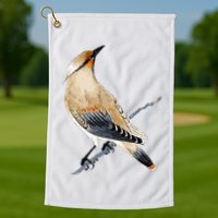 Cedar Waxwing Bird Ornithology Beautiful Songbird Golf Towel