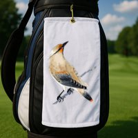 Cedar Waxwing Bird Ornithology Beautiful Songbird Golf Towel