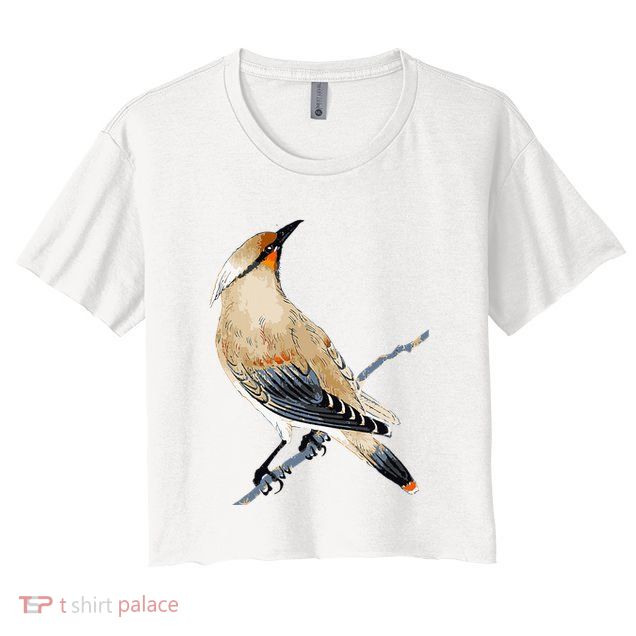 Cedar Waxwing Bird Ornithology Beautiful Songbird Crop Top