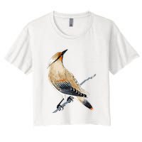 Cedar Waxwing Bird Ornithology Beautiful Songbird Women's Crop Top Tee
