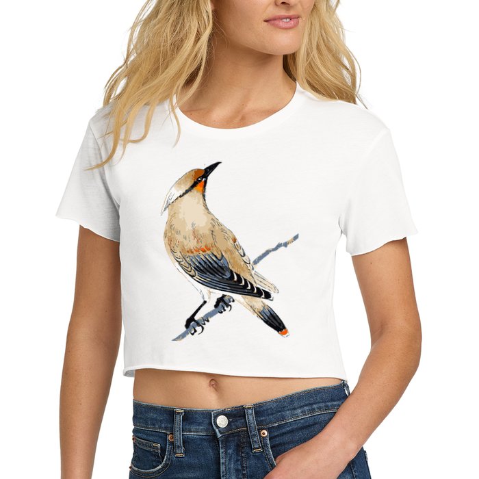 Cedar Waxwing Bird Ornithology Beautiful Songbird Women's Crop Top Tee
