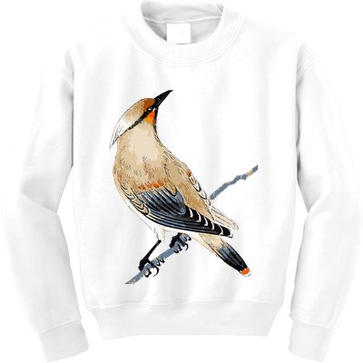 Cedar Waxwing Bird Ornithology Beautiful Songbird Kids Sweatshirt