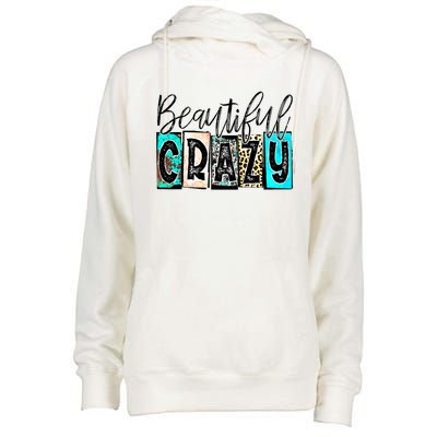 Crazy Women Beautiful Country Music Girl Western Leopard Womens Funnel Neck Pullover Hood