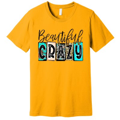 Crazy Women Beautiful Country Music Girl Western Leopard Premium T-Shirt