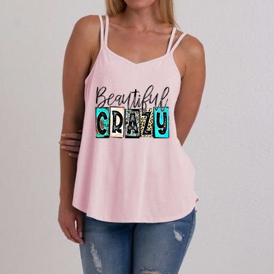 Crazy Women Beautiful Country Music Girl Western Leopard Women's Strappy Tank