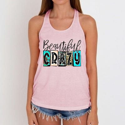 Crazy Women Beautiful Country Music Girl Western Leopard Women's Knotted Racerback Tank