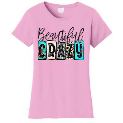 Crazy Women Beautiful Country Music Girl Western Leopard Women's T-Shirt