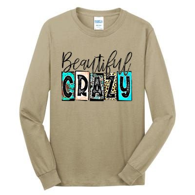 Crazy Women Beautiful Country Music Girl Western Leopard Tall Long Sleeve T-Shirt