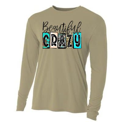 Crazy Women Beautiful Country Music Girl Western Leopard Cooling Performance Long Sleeve Crew