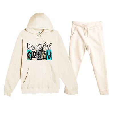 Crazy Women Beautiful Country Music Girl Western Leopard Premium Hooded Sweatsuit Set