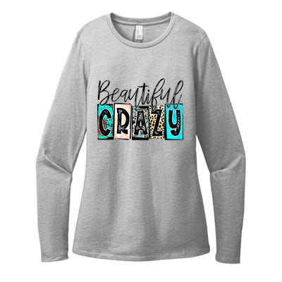 Crazy Women Beautiful Country Music Girl Western Leopard Womens CVC Long Sleeve Shirt