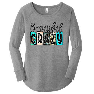 Crazy Women Beautiful Country Music Girl Western Leopard Women's Perfect Tri Tunic Long Sleeve Shirt