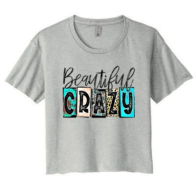 Crazy Women Beautiful Country Music Girl Western Leopard Women's Crop Top Tee