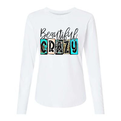 Crazy Women Beautiful Country Music Girl Western Leopard Womens Cotton Relaxed Long Sleeve T-Shirt