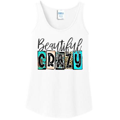 Crazy Women Beautiful Country Music Girl Western Leopard Ladies Essential Tank